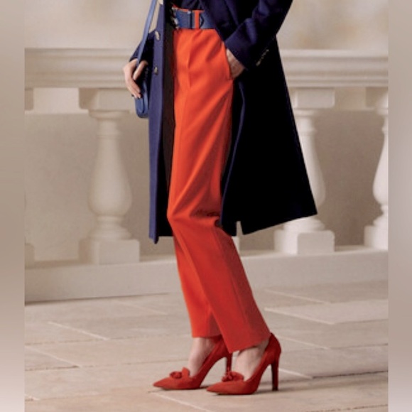 NWOT Ralph Lauren Purple Label Clancy 100% Wool Nectarine Orange Trousers Size 6 - Picture 1 of 8